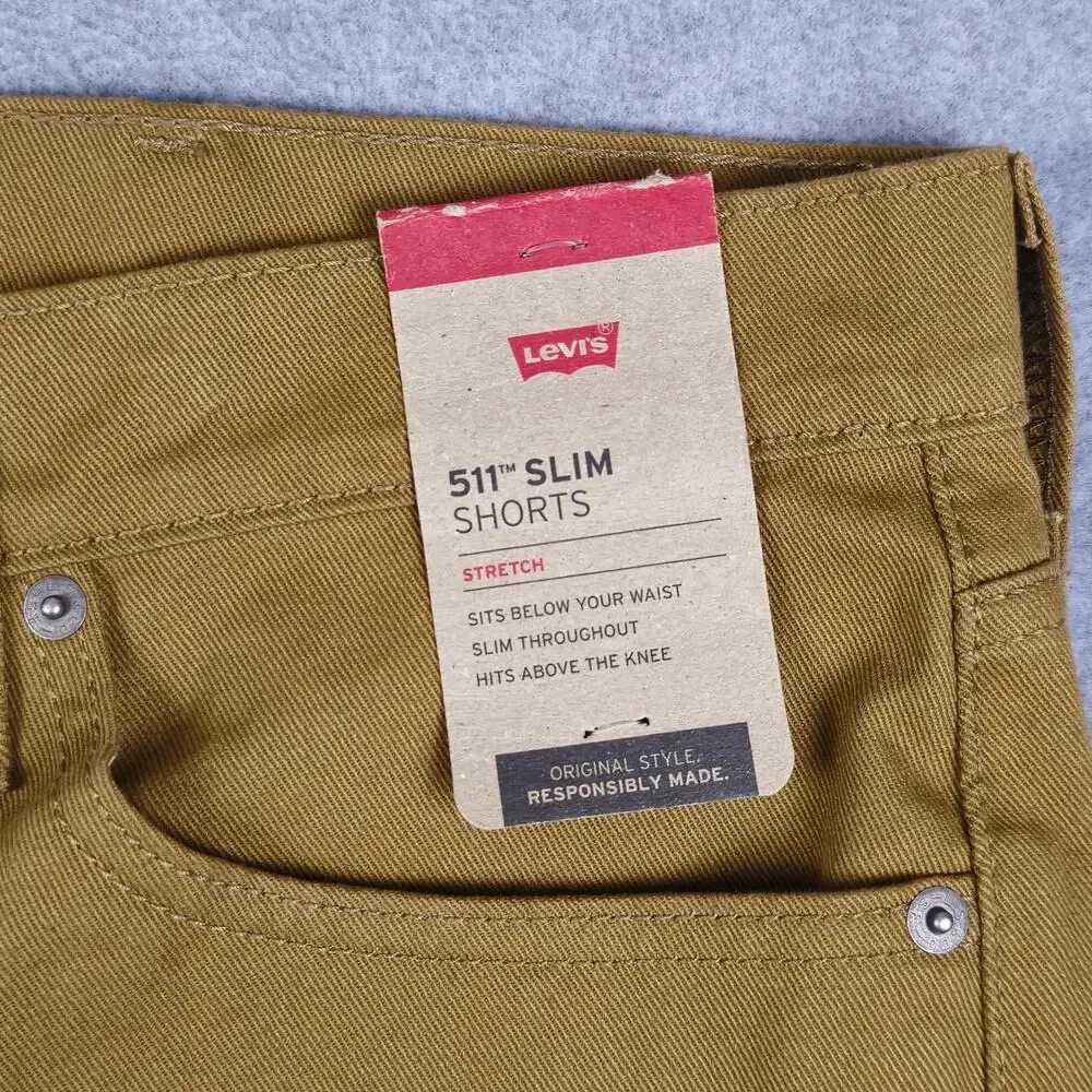 NWT Levi's 511 Mens Size 40 Tan Cut Off Slim Shorts